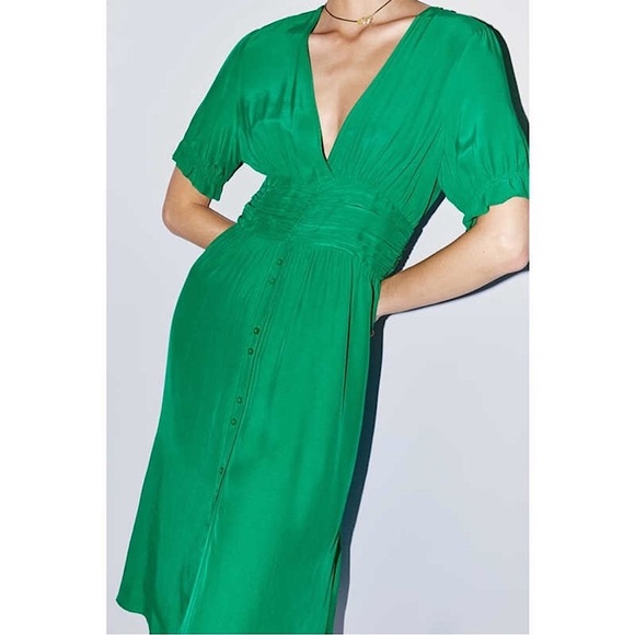 Zara Green Buttoned Dress - Picture 8 of 8